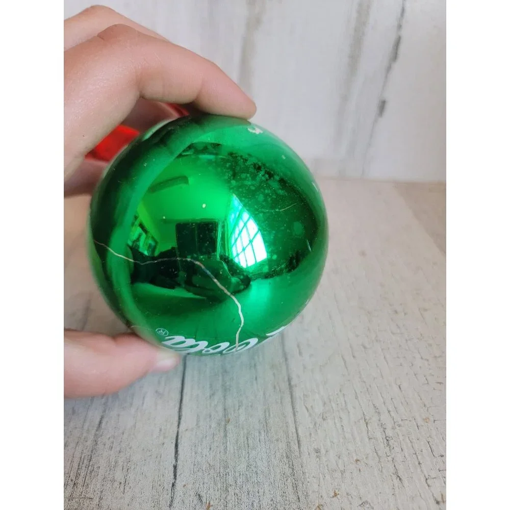 Vintage AS IS glass ball coke cola polar‎ bear ornament Xmas set unique